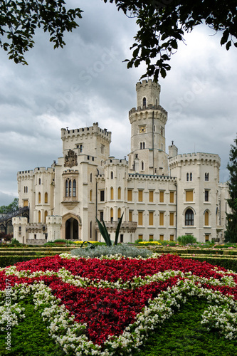 Old german castle with flower bed