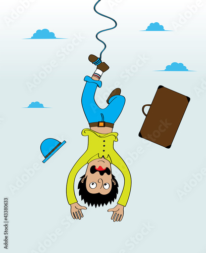 bungee jumping from the sky with one foot