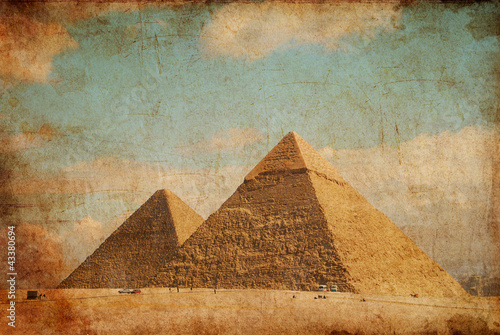fantasy scene of giza pyramids