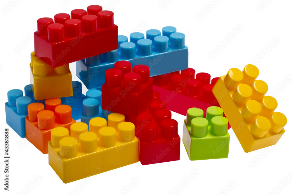 Lego plastic toy blocks, red, blue, green, yellow, orange Stock Photo |  Adobe Stock