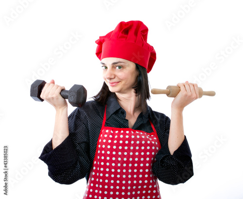 woman cook chef excersing photo