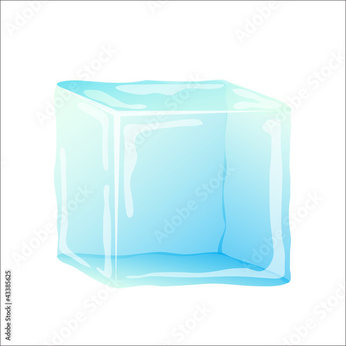 Ice cube isolated on white, vector image