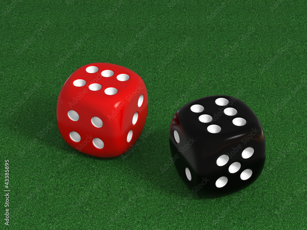 Dices on a poker table Dices on a poker table