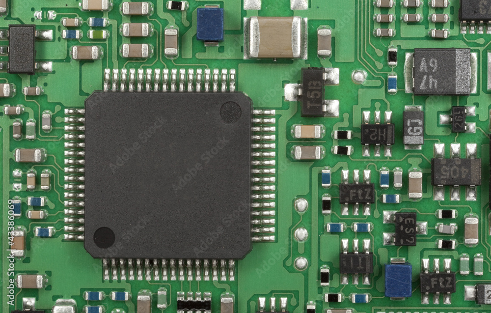 printed-circuit board with electronic components printed-circuit board with electronic components