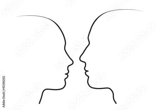Frau und Mann im Profil