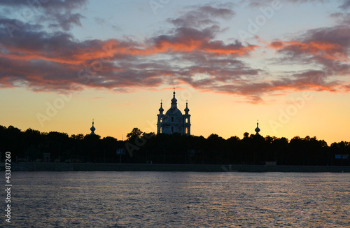 Neva river at sunset  St.Petersburg