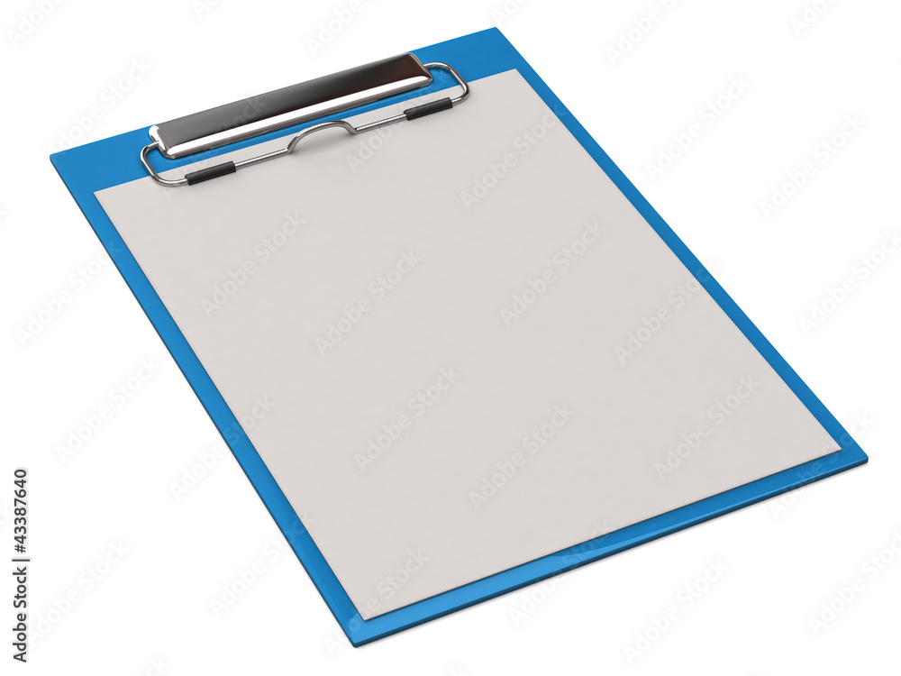 Clipboard with blank paper on white background Clipboard with blank paper on white background