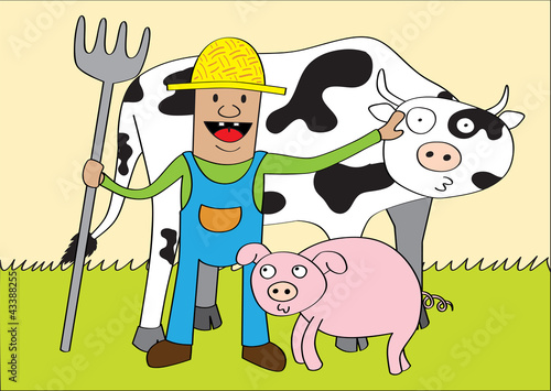 Happy farmer and friends