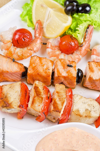 grilled salmon and shrimps