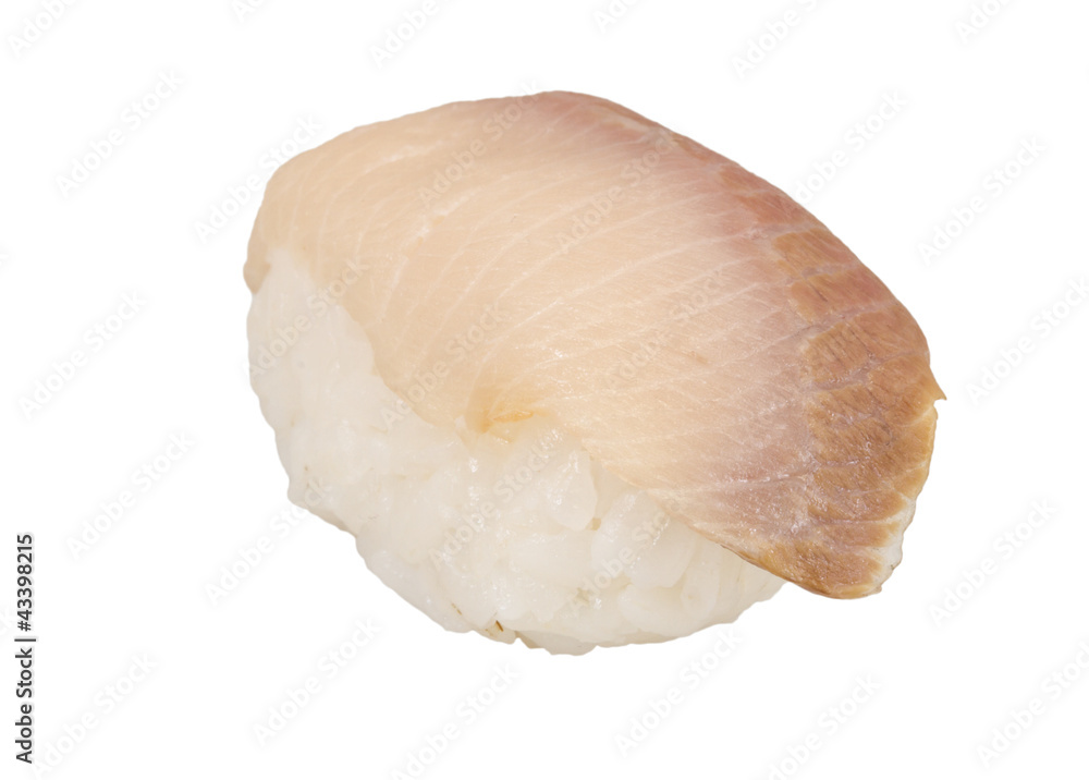 closeup of a young yellow-tail sushi closeup of a young yellow-tail sushi