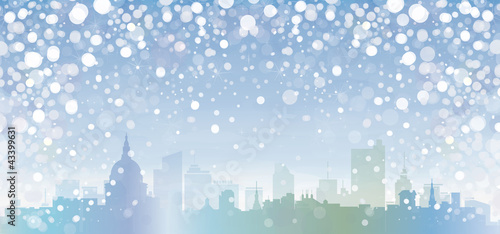 Vector of winter cityscape.