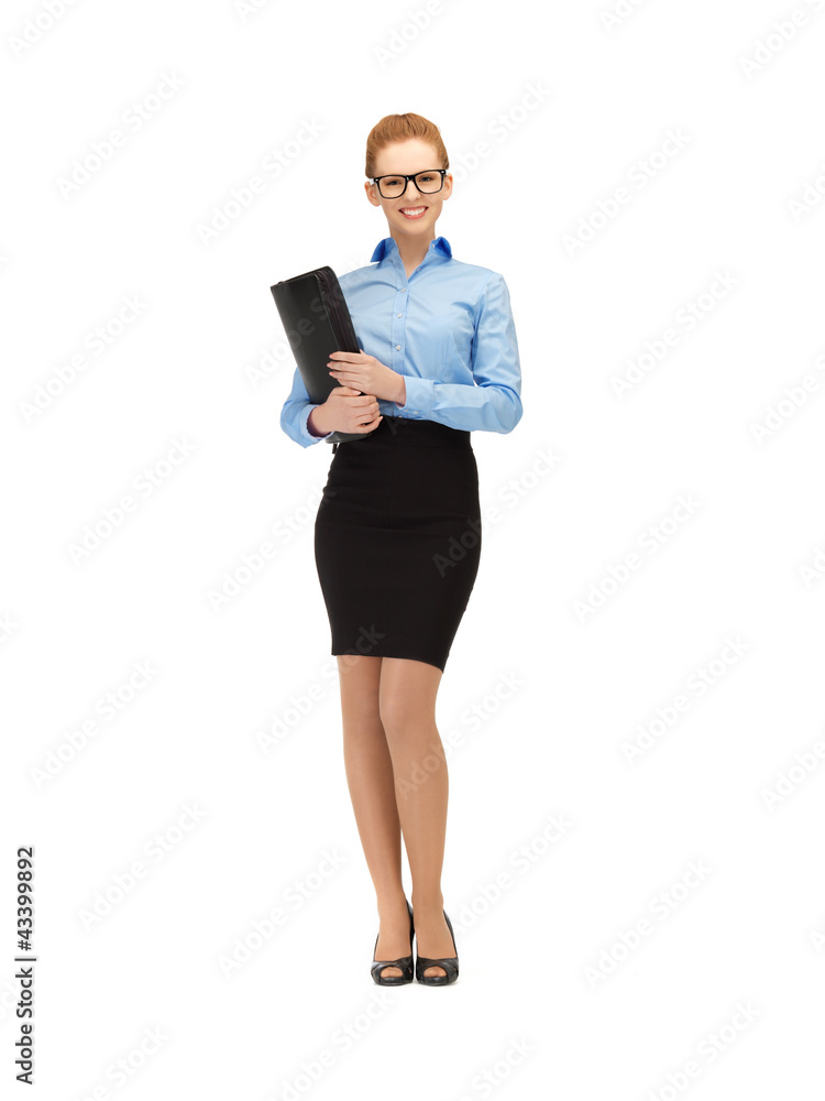 happy woman with folder