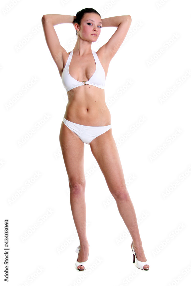 young beautiful woman in underwear - isolated on white young beautiful woman in underwear - isolated on white