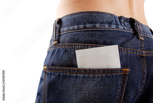 Sticker in your pocket jeans. Your text here.