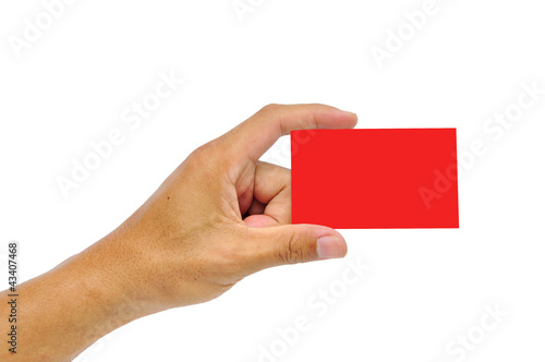 Red card in a hand