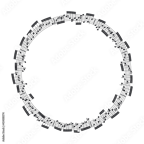 Music notes in the form of a circle. Vector illustration.