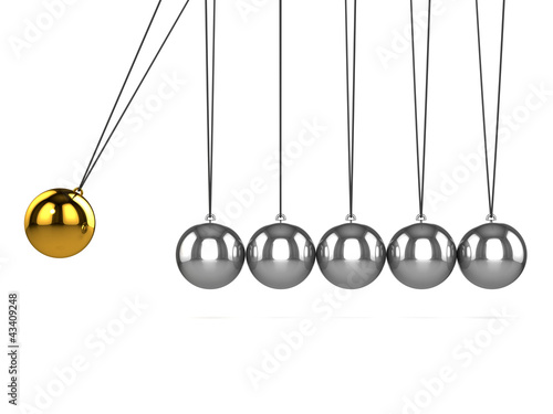 3d Newtons cradle side view...