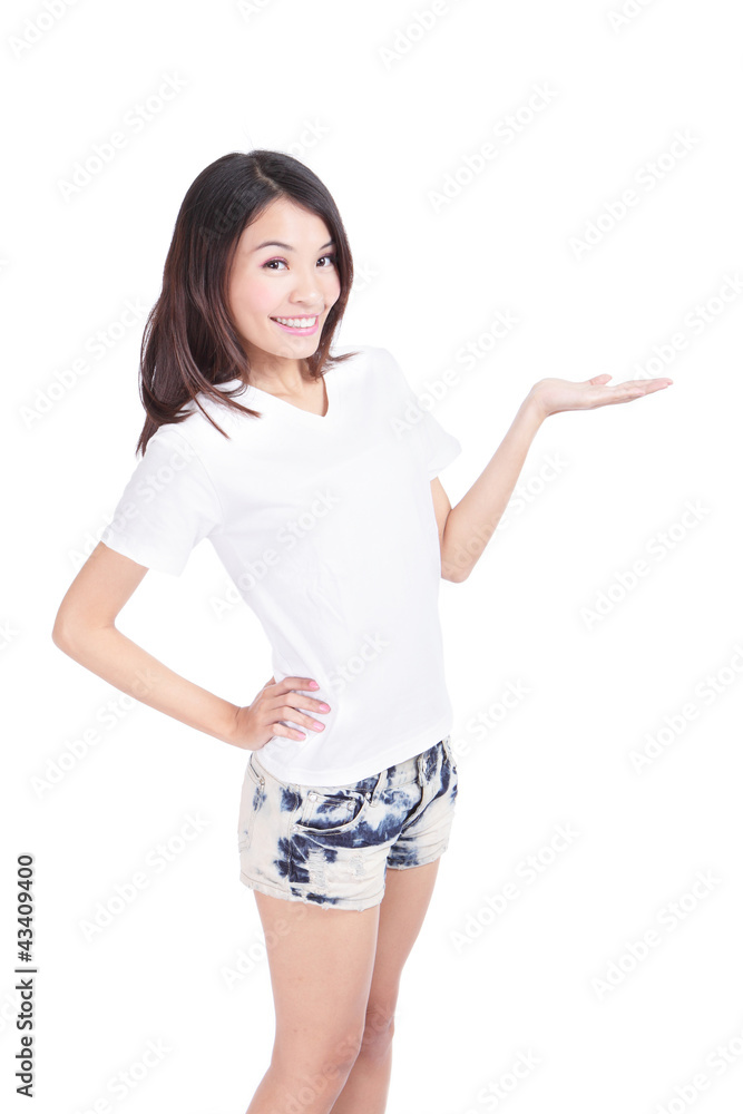 Young Girl hand introduce something Young Girl hand introduce something