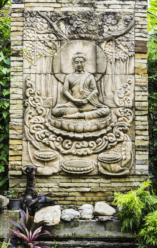 Buddha brick in the temple thailand