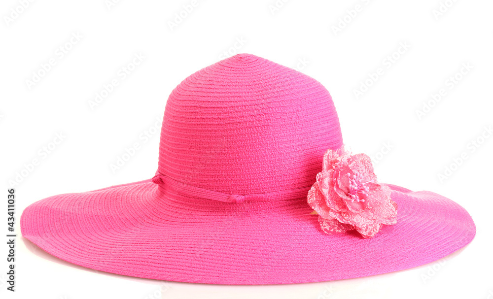 Beautiful summer woman hat with flower isolated Beautiful summer woman hat with flower isolated