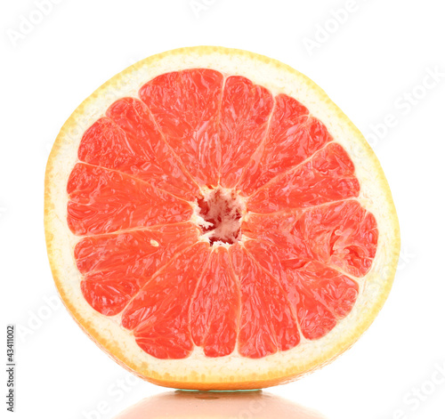 Half of ripe grapefruit isolated on white