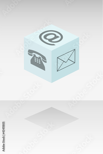 Cube with web communication symbols