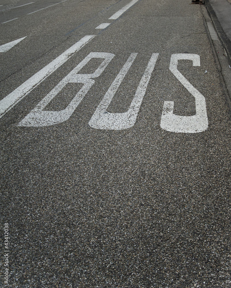 Fototapeta premium Bus lane sign road marking