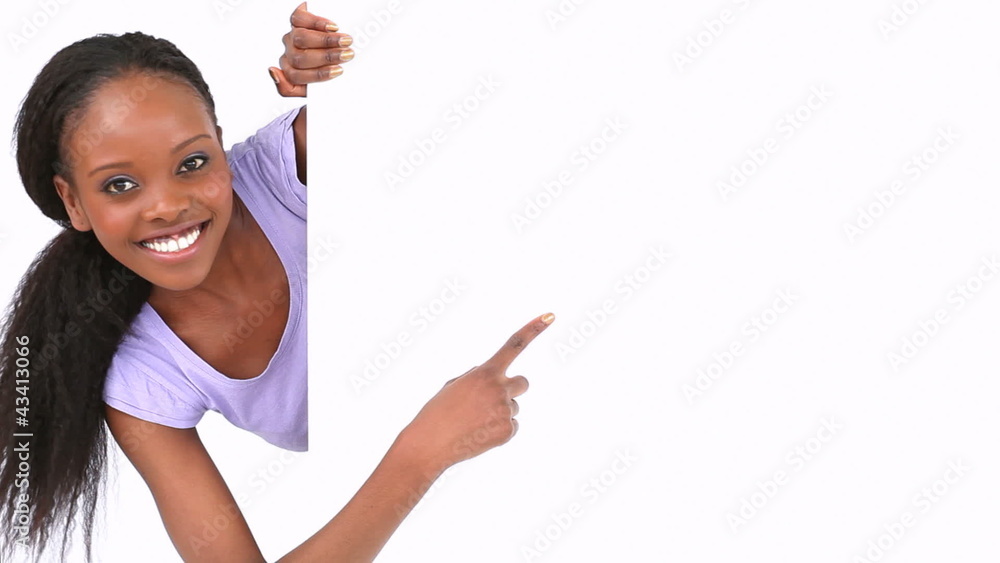 Woman showing a board Woman showing a board