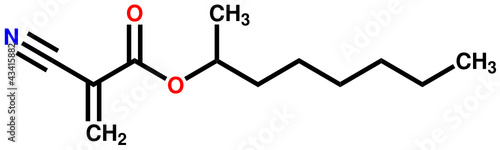 2-Octyl cyanoacrylate, an instant glue. Structural formula