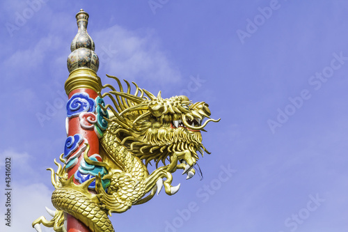 dragon on roof at chinese temple,thailand