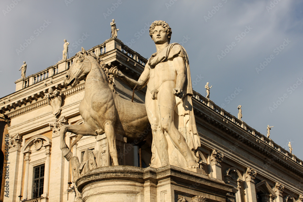 Statue of Castor with a Horse at Capitoline Hill in Rome