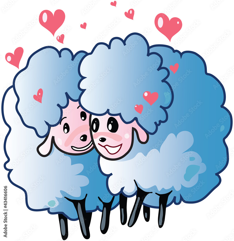 Two cute sheep in love Two cute sheep in love