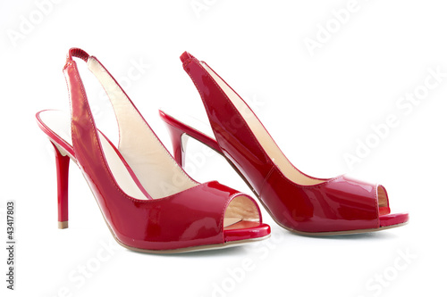 Red shoes with high heels photo