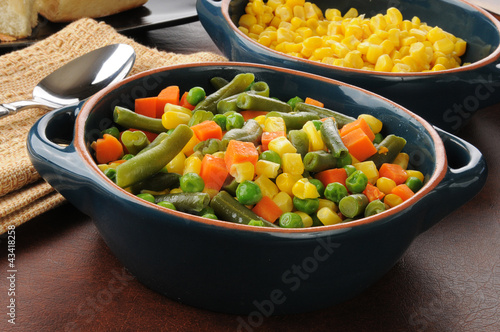 Serving bowls of vegetables