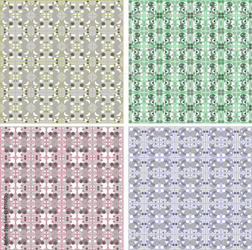 Set of Damask seamless floral pattern. Vintage vector