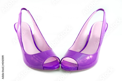 Purple shoes with high heels