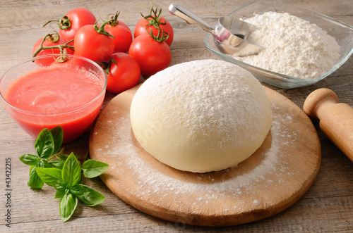 Pizza dough and ingredients (2