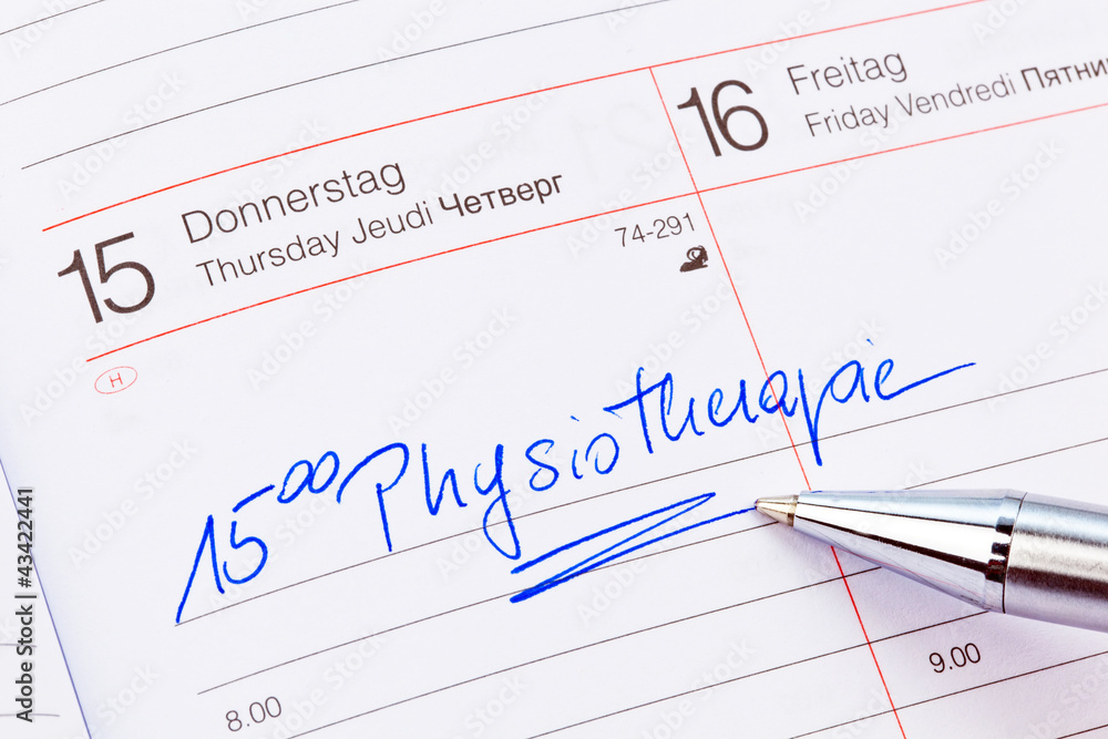 Eintrag im Kalender: Physiotherapie Eintrag im Kalender: Physiotherapie