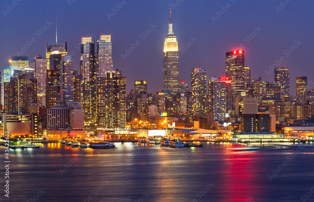 Manhattan at night Stock Photo Adobe Stock