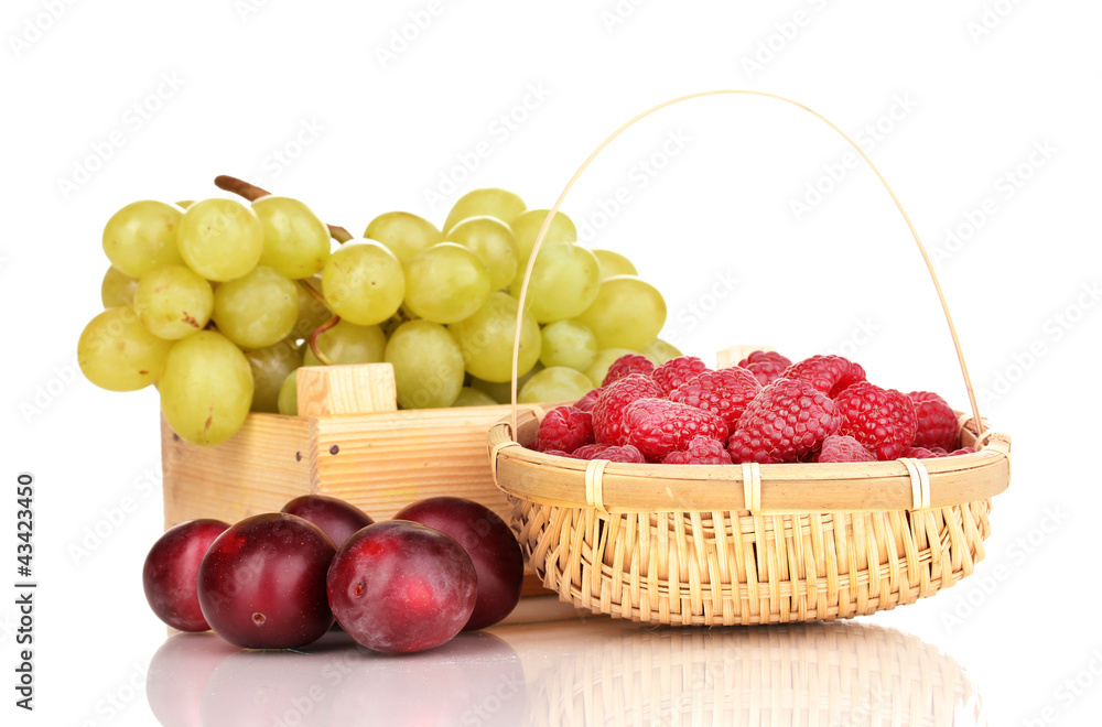 ripe fruits and berries isolated on white ripe fruits and berries isolated on white
