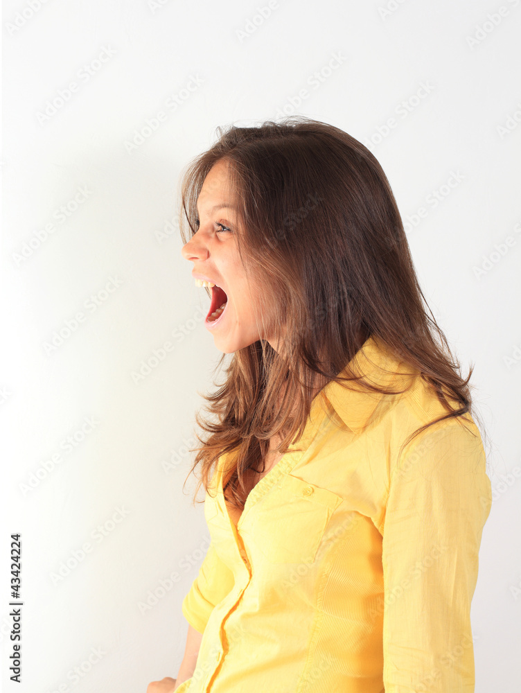 anger and terror howling cry of a young and pretty woman anger and terror howling cry of a young and pretty woman