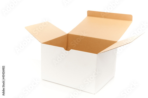White box opening on white isolated