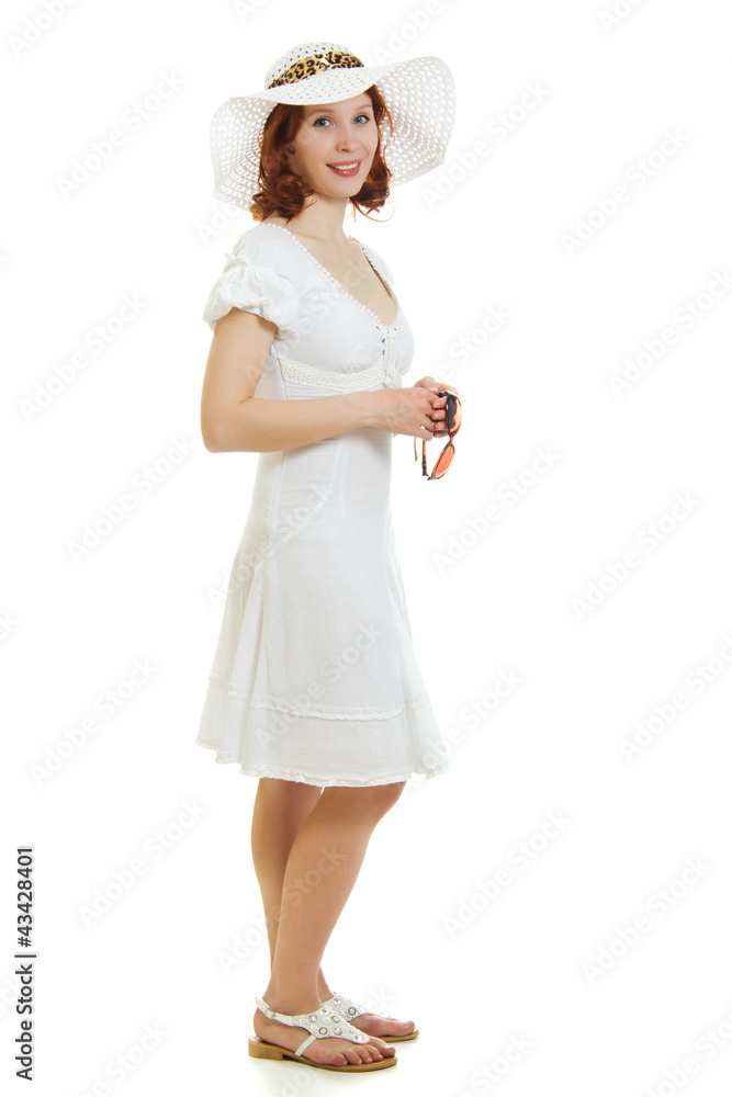 Happy beautiful sexy young woman in white dress Happy beautiful sexy young woman in white dress