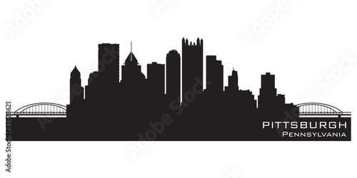 Pittsburgh, Pennsylvania skyline. Detailed vector silhouette