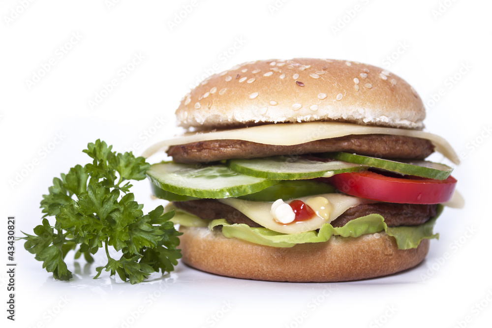 Podwójny burger z serem i warzywami