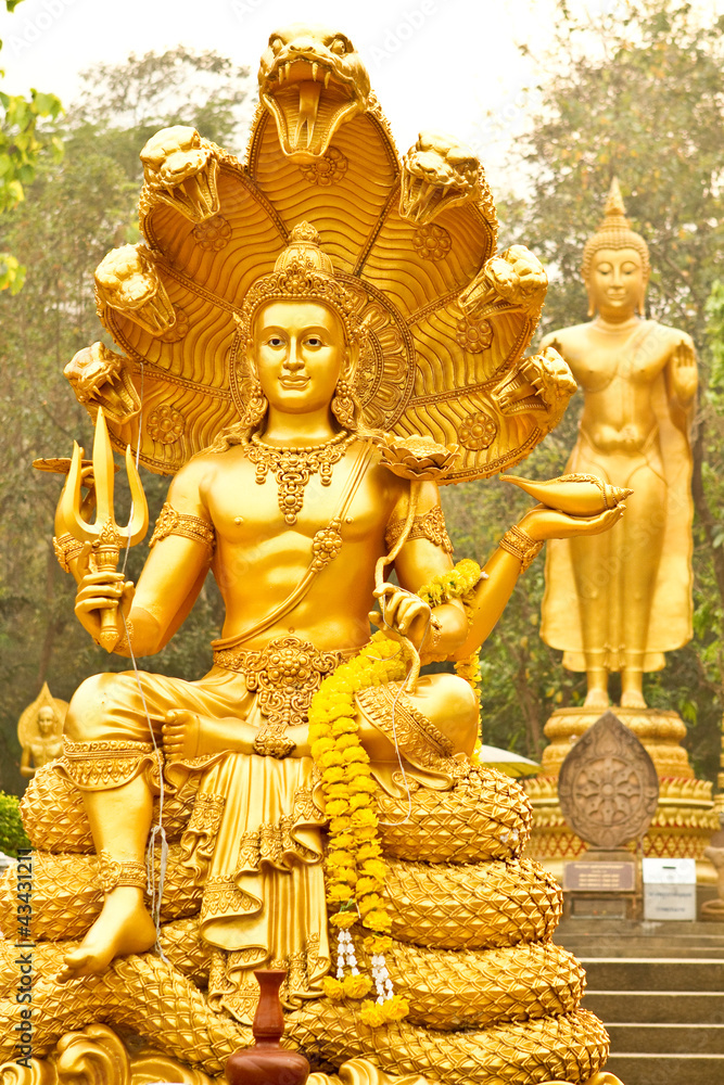 golden Buddha with 7 snake