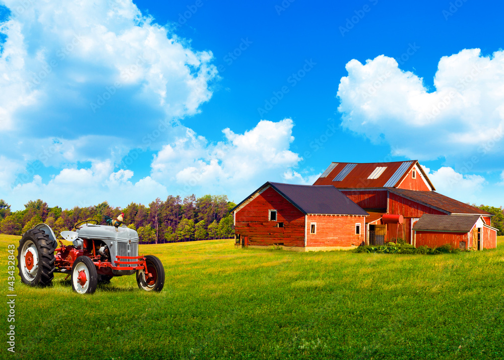 Obraz premium American Country with Blue Cloudy Sky