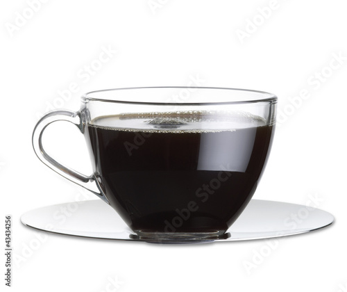 black coffee in a glass cup with clipping path