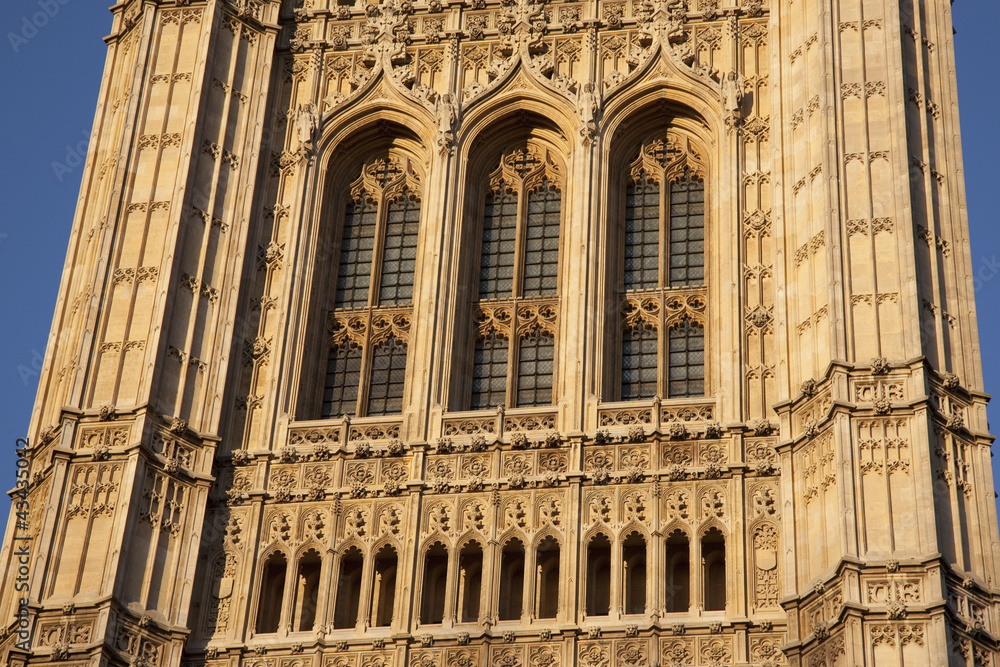 Close-up of Houses of Parliament; London, England, UK
