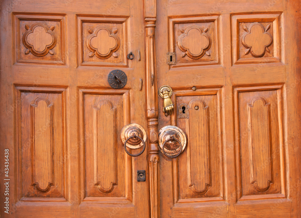 Old wooden door with knocker